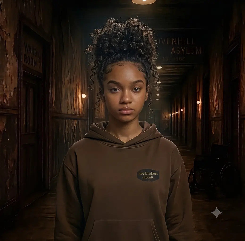 “Not Broken Rebuilt” Brown Hoodie